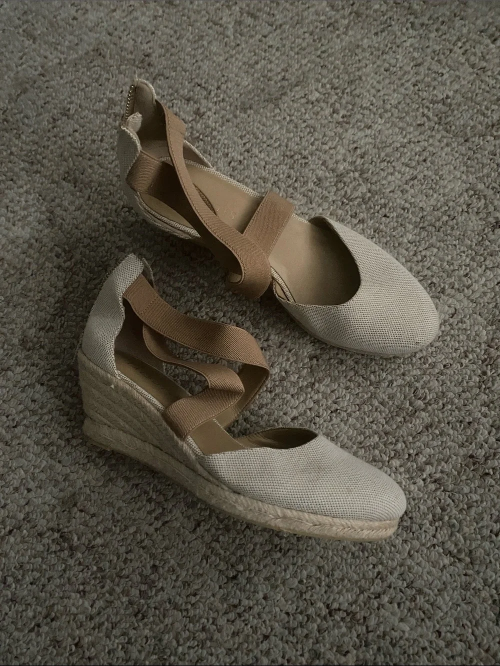 Talbots Cream & Tan Strappy Espadrille Wedge